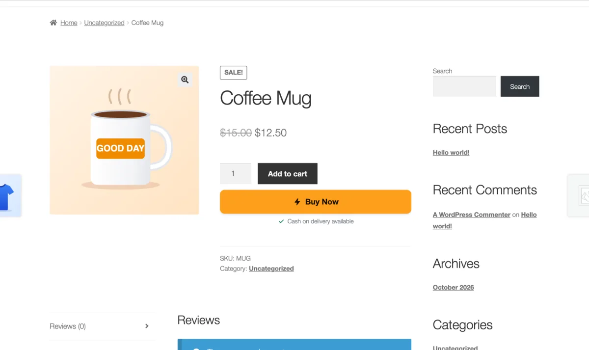 Buy Now button on a product page, with a trust note