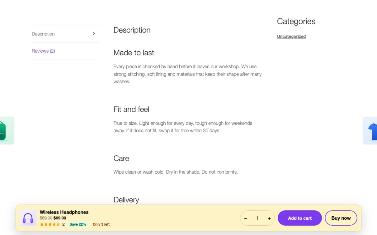 Pro: a floating bar in your colors